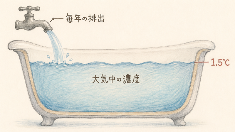 浴槽にたまる水の図